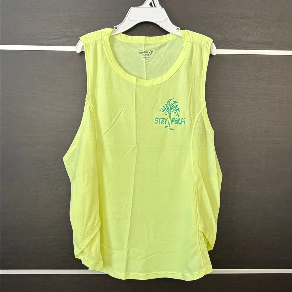 Old Navy Girls Breathe On Active Side Wrap Tank Top in Light Bulb Neon